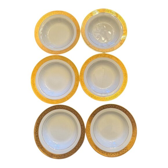 Set Of 6 William Roberts Fine China Golden Majesty  Soup Bowls 0540  Gold Trim - Picture 1 of 5
